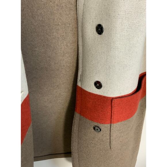 Tory Burch Wool Blend Grey Brown Orange Color Block Coat size 10 - Picture 3 of 7